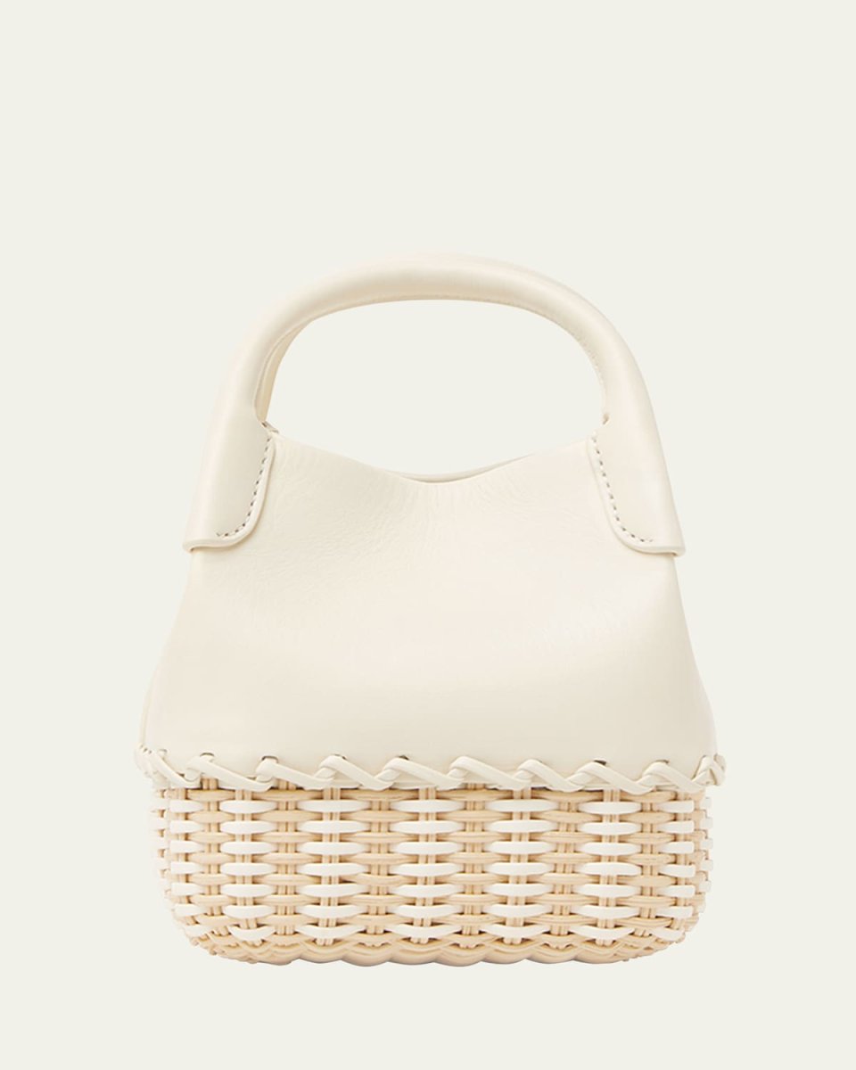 Bale Micro Braided Wicker & Leather Shoulder Bag